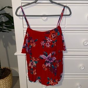 Old navy red flower print tank top blouse